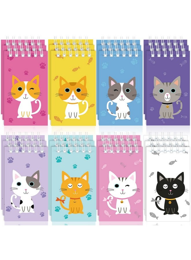 Nezyo 24 Pcs Cat Animal Mini Notepad Cute Cat Small Spiral Pocket Notebook Pet Cat Memo Spiral Tiny Notebooks For Cat Party Favors Kids Birthday Party Classroom School Goodie Bags Stuffers(Cartoon Style) - Image 2