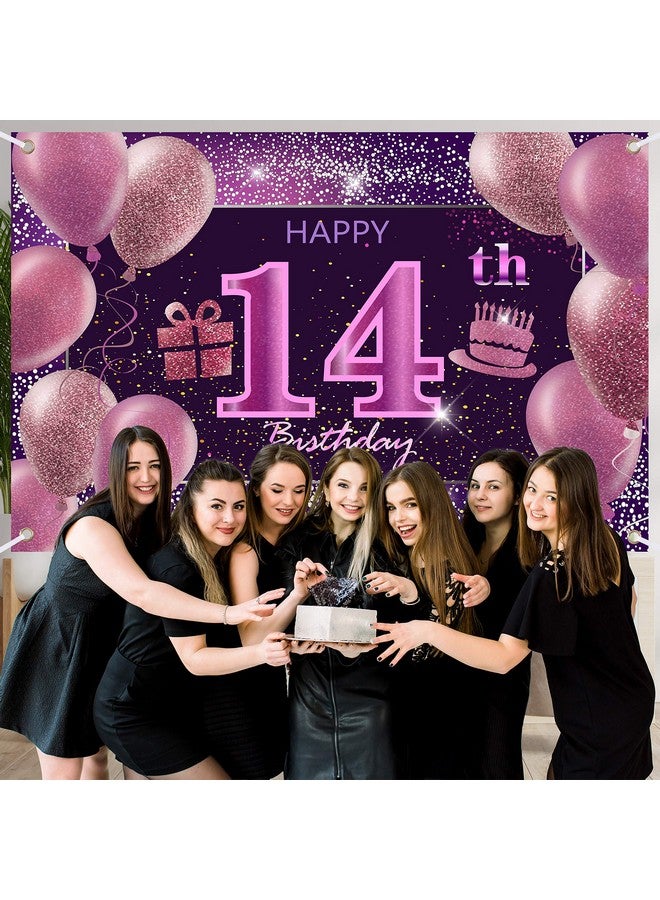 IMISI 14Th Birthday Decorations For Girls Happy Birthday Banner Pink Decorations For A Party Birthday Backdrop For Women - Image 4