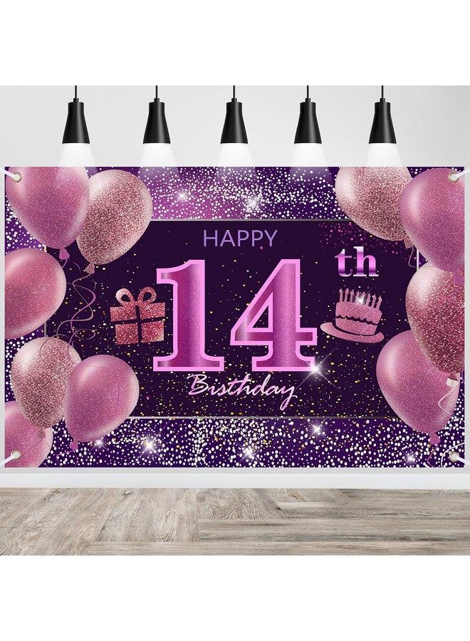 IMISI 14Th Birthday Decorations For Girls Happy Birthday Banner Pink Decorations For A Party Birthday Backdrop For Women - Image 2