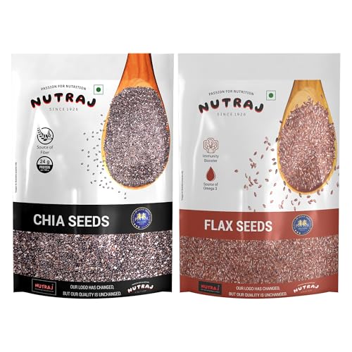 Nutraj Seeds combo Pack 400gm - Flax Seeds & Chia Seeds (each 200g) - Seeds for Eating | Seed Cycling | Seed Cycling Seeds Combo - Image 1