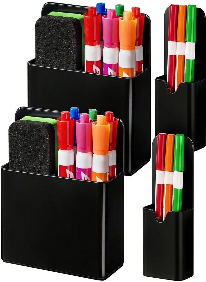 BEYGORM Magnetic Marker Holder for Whiteboard and Locker, 4 Pack Magnetic Cups for Dry Erase Markers, Pen and Pencil Organizer for Fridge Storage, Classroom and Office Accessories (Black) - Image 1