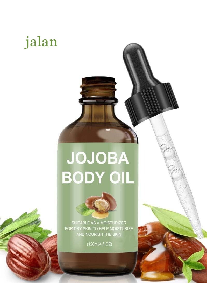 jalan Organic Jojoba Oil, 100% Pure (4oz), Moisturizing Oil for Face, Hair, Skin & Nails, Natural Cold Pressed Hexane Free, Base Carrier Oil, 120ML - Image 1