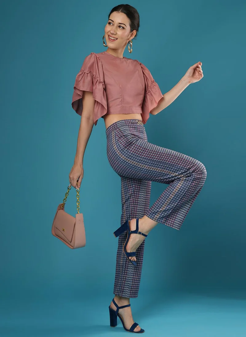 جلو باص جلوبس نسائي هايز مطبوعة بخصر متوسط مطاطية مستقيمة تريجينجز