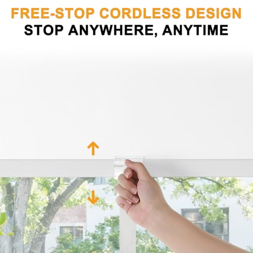 Hidpriva Cordless Blackout Roller Shades for Windows & Doors, Free-Stop Shades with Valance, UV Protection, Thermal Insulated Window Blinds for Home, Bedroom, Office, White, 20" W x 72" H - Image 4