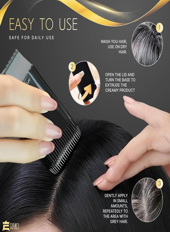 GUANCI Hair Colour Comb Stick for Women, Quick Cover Root Touch Up Comb for Instant Colour Application, Waterproof Colour Stick, Temporary Root Touch Up for White Hair Covering and Grey Areas (Black Stick) - Image 2