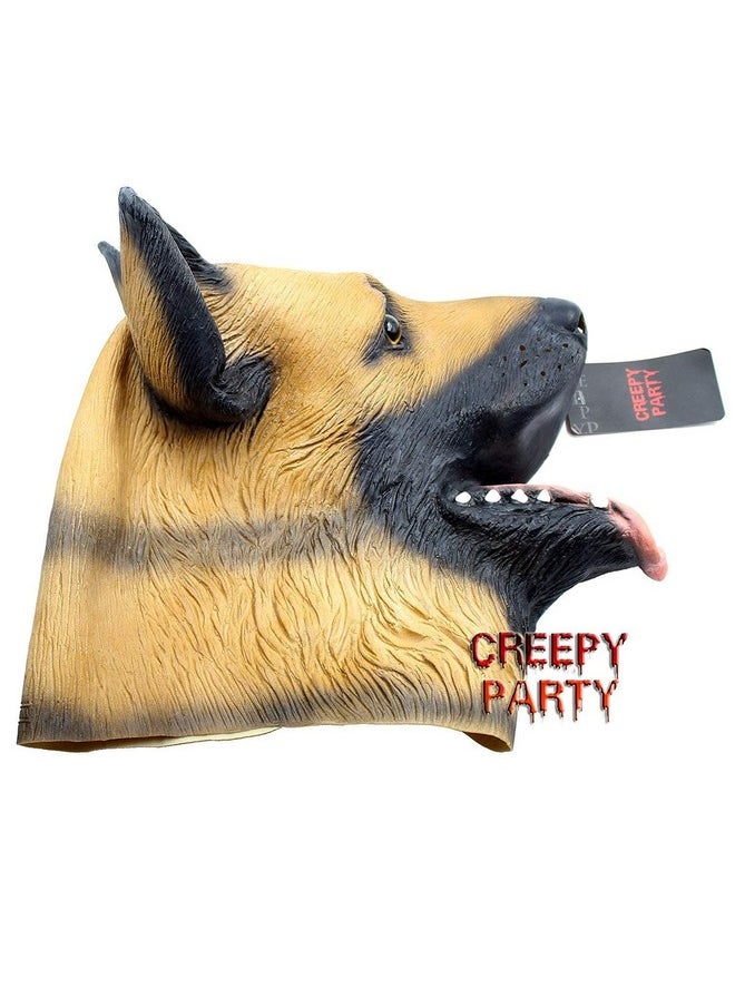 كريبي بارتي قناع رأس كلب من اللاتكس لحفلة الهالوين من CreepyParty بتصميم جديد، يصدر صوت كلب الراعي الألماني (صامت)  - Image 4