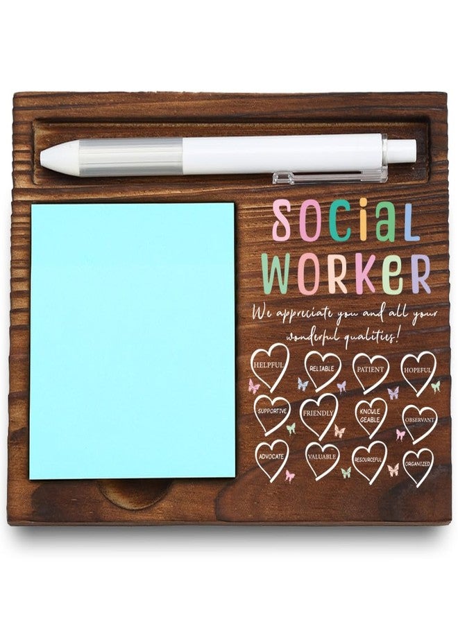 VYNWPDFLI Wooden Sticky Note Holder for Social Workers, Appreciation Gift with Motivational Quote, Office Desk Organizer, Inspirational Gift, 16.5 x 12 x 1.5 cm LQQ2 - Image 1