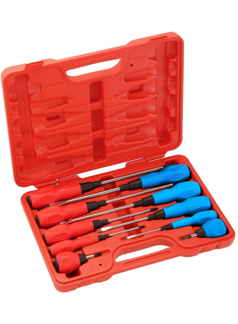 جي تيك تول  Jetech 10-Piece Screwdrivers Set with chrome vanadium alloy steel tip, 5 Phillips and 5 Slotted Tips, Professional Cushion Grip Screwdriver Set with High Torque - ST-10S - Image 1