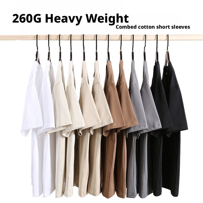 260g Heavyweight Cotton Short Sleeve T-Shirt for Men - Image 1