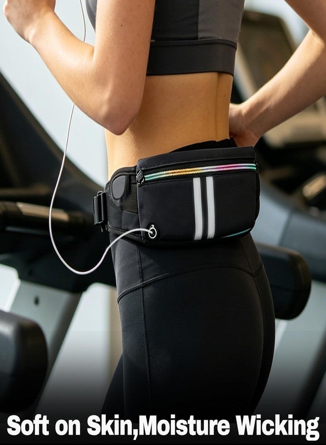 GETTOONE Running Phone Holder Waist Pack Bag Reflective Runners Belt Jogging Pocket Belt Compatible with iPhone for Hiking Cycling Workout (Black) - Image 3