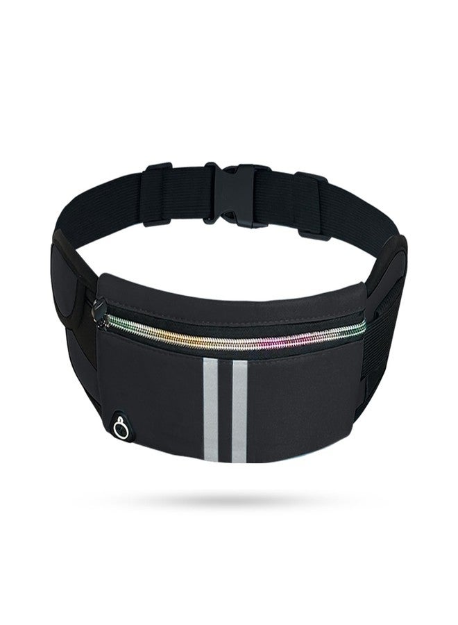 GETTOONE Running Phone Holder Waist Pack Bag Reflective Runners Belt Jogging Pocket Belt Compatible with iPhone for Hiking Cycling Workout (Black) - Image 1