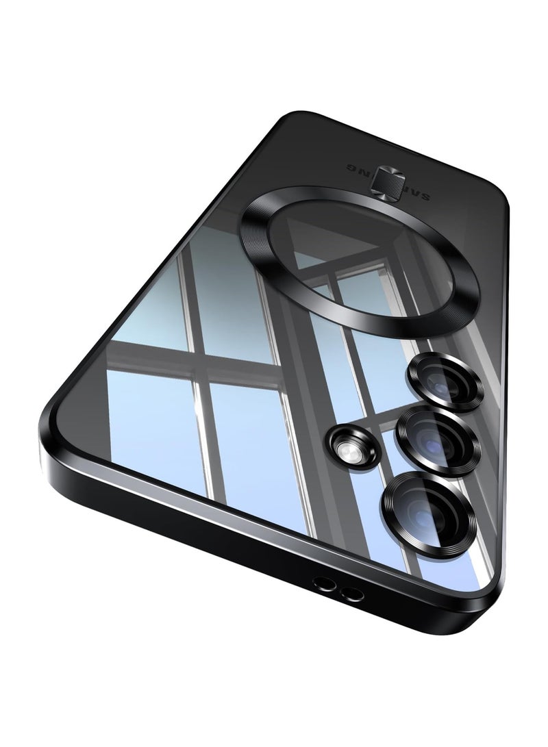 ELTRAZONE Magnetic Titanium Color for Samsung Galaxy S24 Case with Full Camera Protection [No.1 Strong N56 Magnets] [Military Grade Drop Protection] for Magsafe Women Girls Phone Case -Black - Image 1