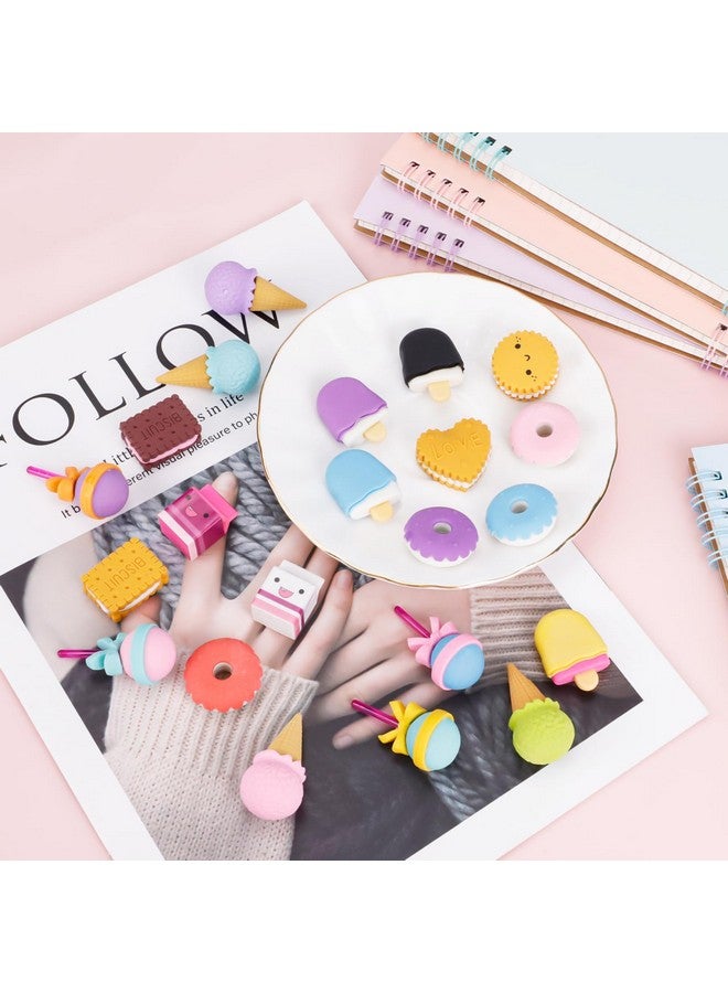 22 Pcs Food Eraser, Erasers, Mini Cute Ice Cream Cookie Puzzle Erasers, Take Apart Erasers, Fun Erasers For Kids, Gifts For Kids, Girls, Prizes For Kids Classroom, Pencil Erasers, School Rewards