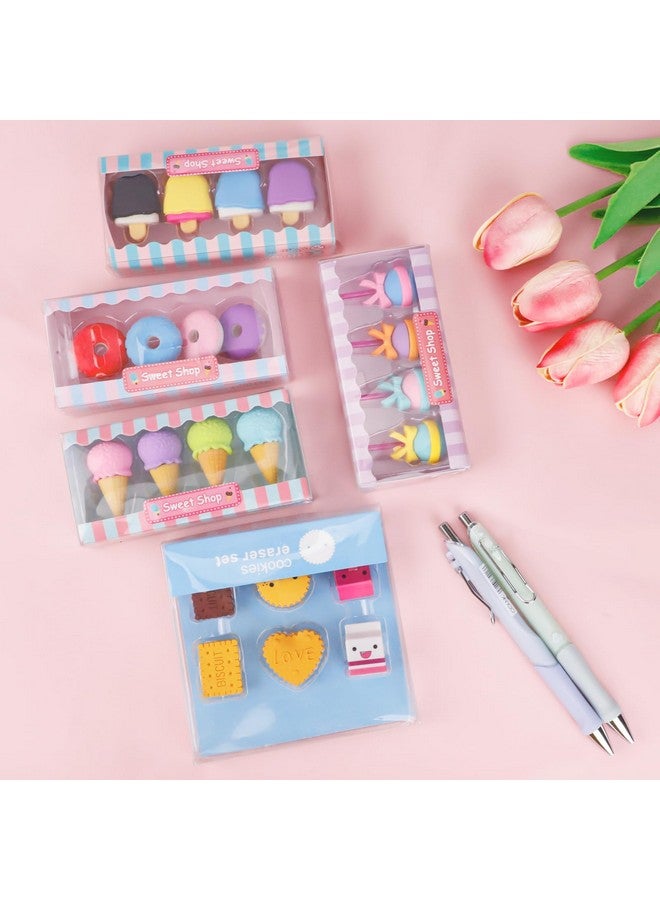 22 Pcs Food Eraser, Erasers, Mini Cute Ice Cream Cookie Puzzle Erasers, Take Apart Erasers, Fun Erasers For Kids, Gifts For Kids, Girls, Prizes For Kids Classroom, Pencil Erasers, School Rewards