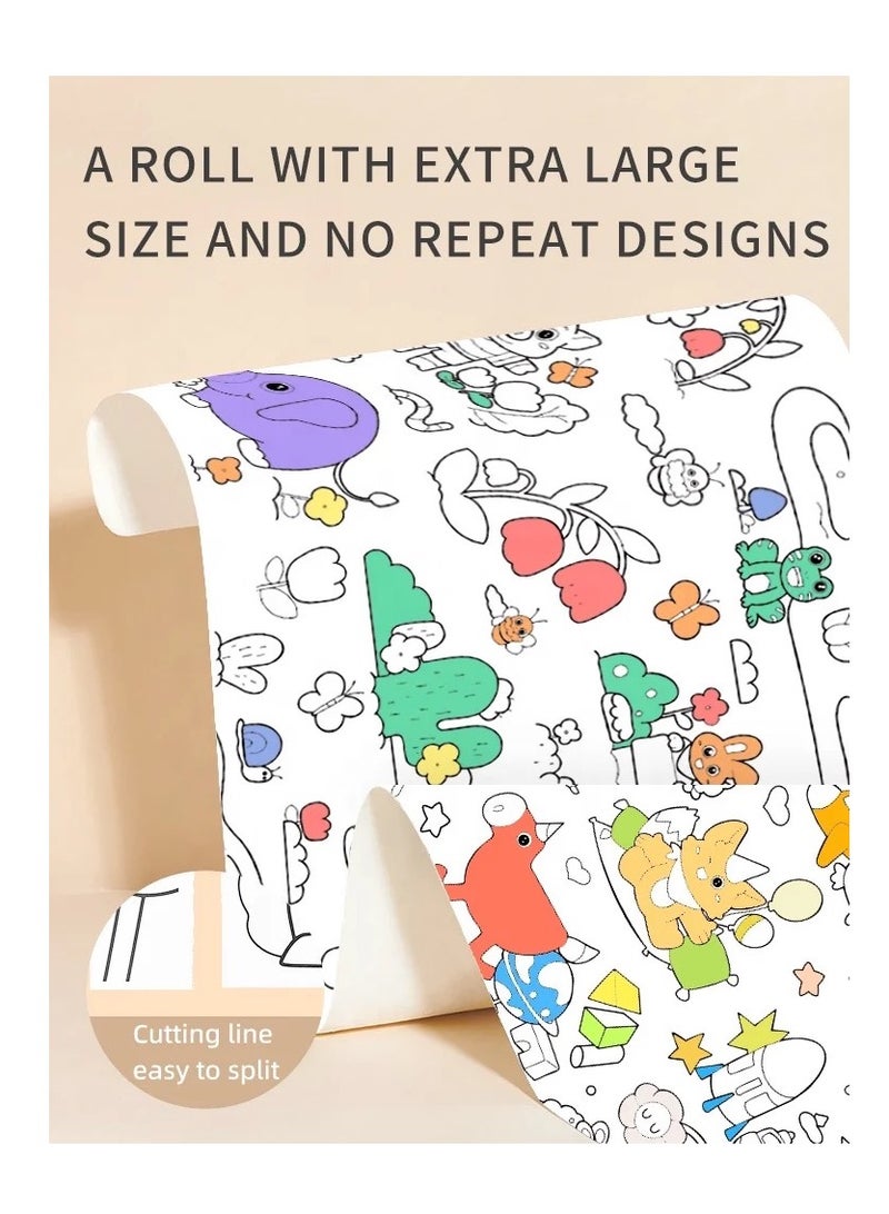 29.7cm*3m cartoon  DIY drawing paper color filling scroll kids DIY wallpaper scroll rolling draw ng graffiti colorful doodling papers for children creative painting  - Image 4