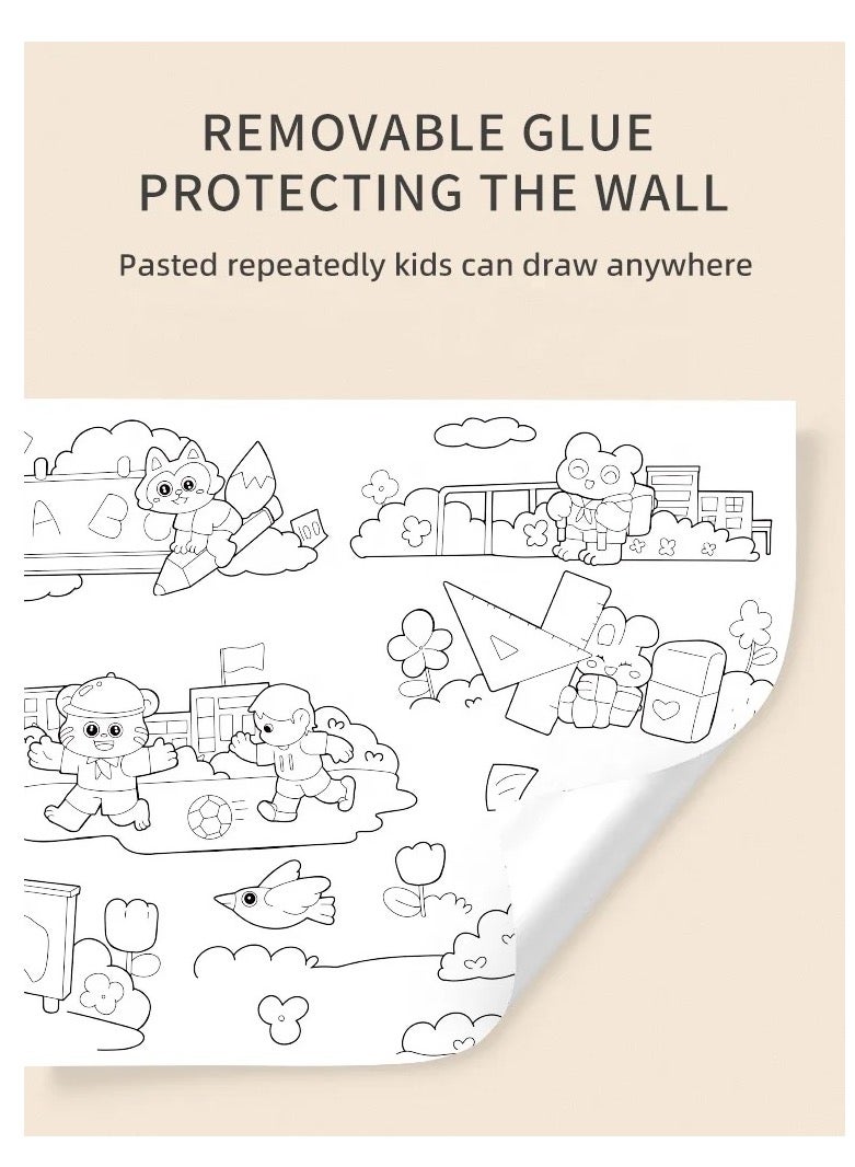 29.7cm*3m cartoon  DIY drawing paper color filling scroll kids DIY wallpaper scroll rolling draw ng graffiti colorful doodling papers for children creative painting  - Image 5