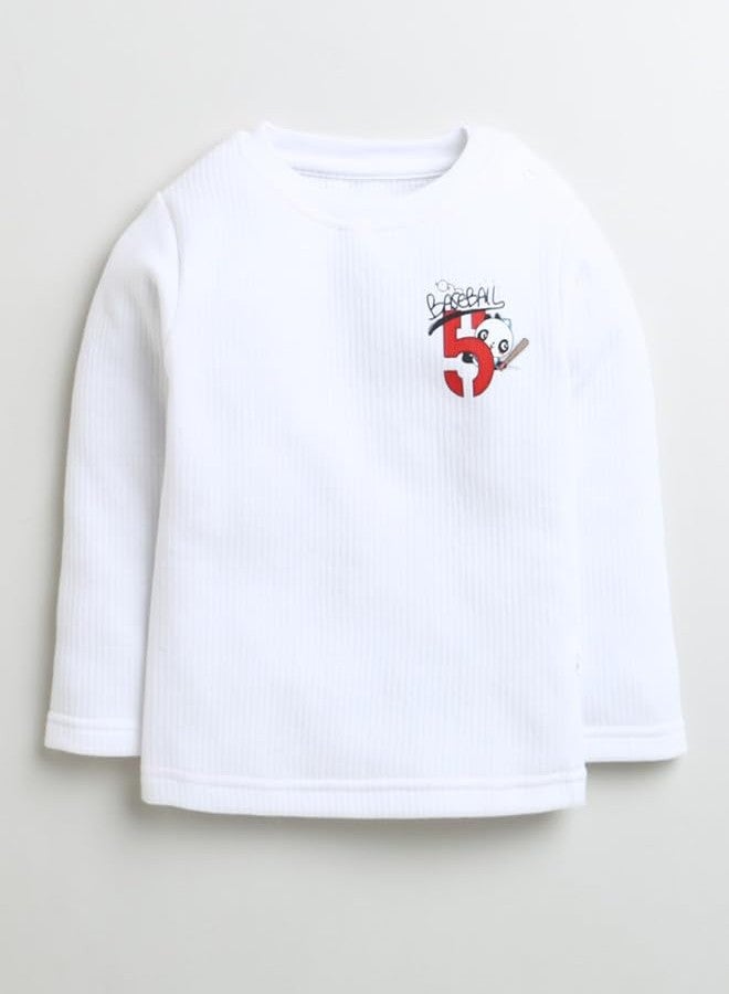 BUMZEE White Boys Full Sleeves Cotton Thermal T-Shirt & Jogger Set Age - 4-5 Years (Peb9635H-wht) - Image 2
