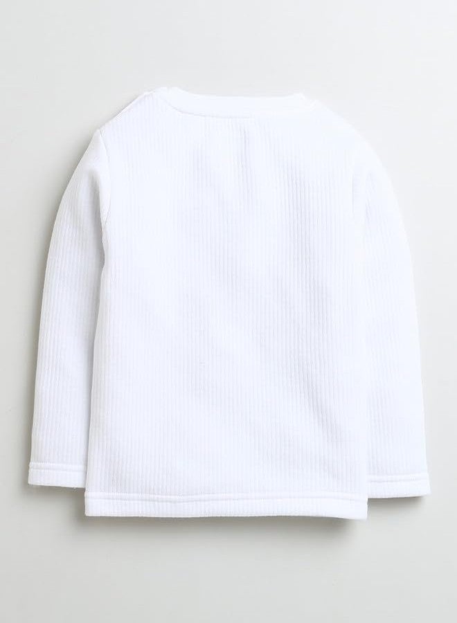 BUMZEE White Boys Full Sleeves Cotton Thermal T-Shirt & Jogger Set Age - 4-5 Years (Peb9635H-wht) - Image 3
