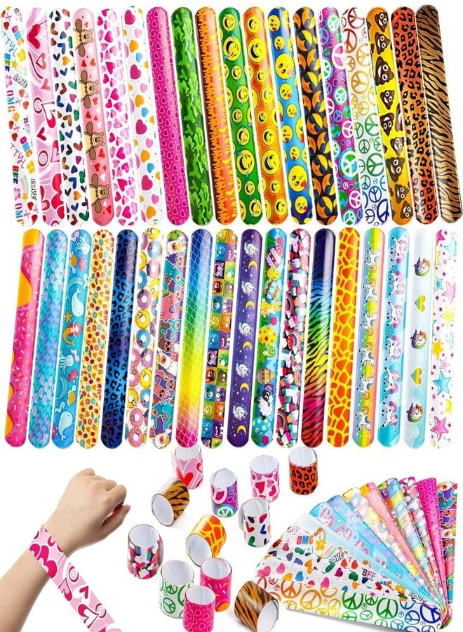 VRB Dec 40 Pcs Slap Bracelet For Kids | Best Birthday Return Gifts For Kids | Wrist Band For Kids | Mermaid Theme Return Gifts | Slap Bands For Kids (40 Pcs Multi Theme Slap Band) - Image 1