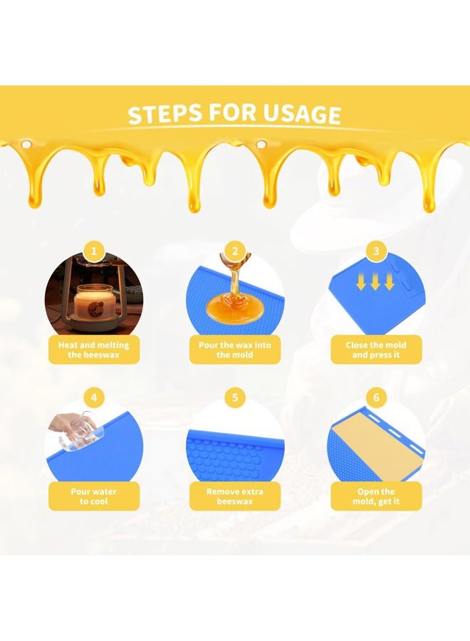 Topyond Beeswax Press Sheet Molds 2Pcs Silicone Material DIY Molds Soft Press Sheet Mould Tools Beeswax Embosser Machine for Beekeeping - Image 4