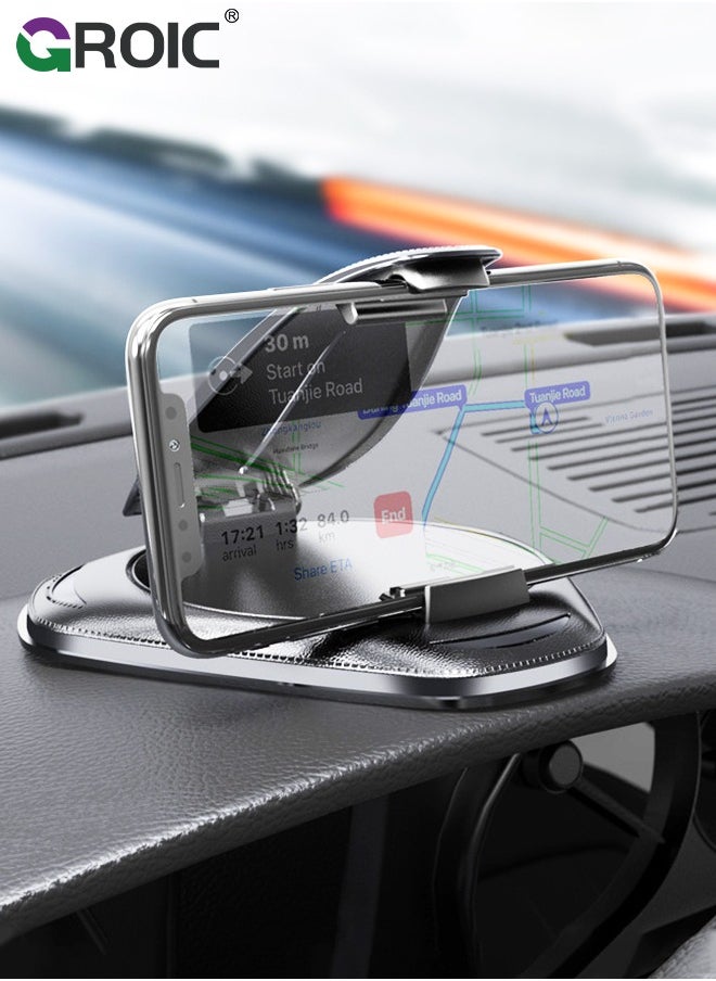 GROIC - Cell Phone Holder for Car, Upgraded Phone Mount for Dashboard, Horizontal & Vertical Viewing Friendly Phone Car Mount, Compatible with iPhone Samsung Android Smartphones GPS Devices - Image 1