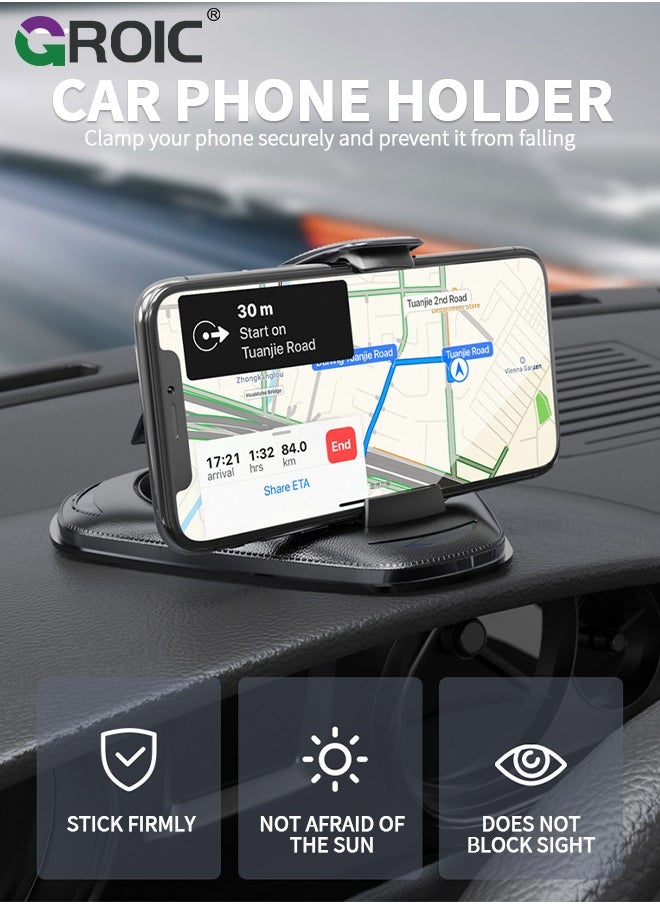 GROIC - Cell Phone Holder for Car, Upgraded Phone Mount for Dashboard, Horizontal & Vertical Viewing Friendly Phone Car Mount, Compatible with iPhone Samsung Android Smartphones GPS Devices - Image 1
