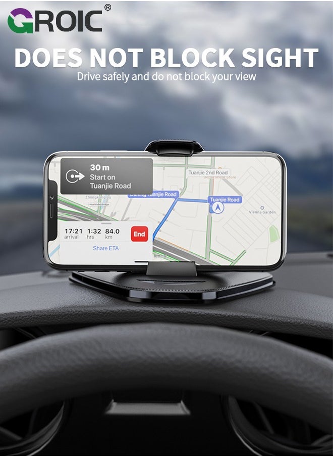 GROIC - Cell Phone Holder for Car, Upgraded Phone Mount for Dashboard, Horizontal & Vertical Viewing Friendly Phone Car Mount, Compatible with iPhone Samsung Android Smartphones GPS Devices - Image 1
