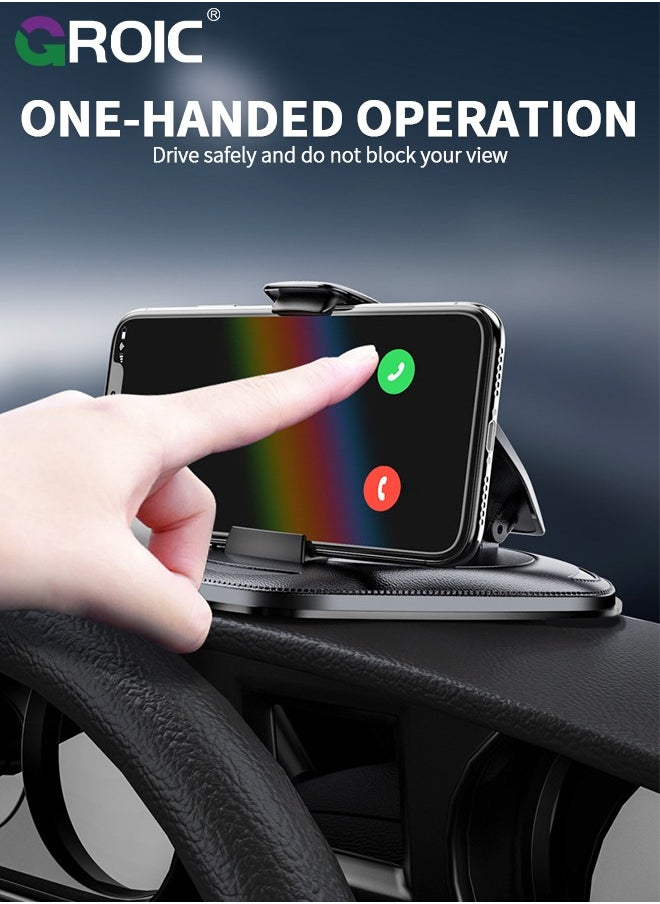GROIC - Cell Phone Holder for Car, Upgraded Phone Mount for Dashboard, Horizontal & Vertical Viewing Friendly Phone Car Mount, Compatible with iPhone Samsung Android Smartphones GPS Devices - Image 1