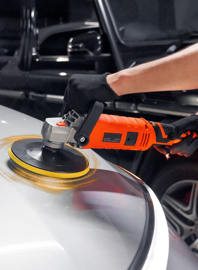 AL-WAHA AL-ZHABIA Professional 1580W High-Power Polishing & Waxing Machine - 7-speed adjustment (500-3300 RPM), includes 6"/7" dual polishing disk + 6 foam pads + 3 wool pads + 10 sandpapers, perfect for car polishing/furniture waxing/metal sanding - All-in-one solution! - Image 5