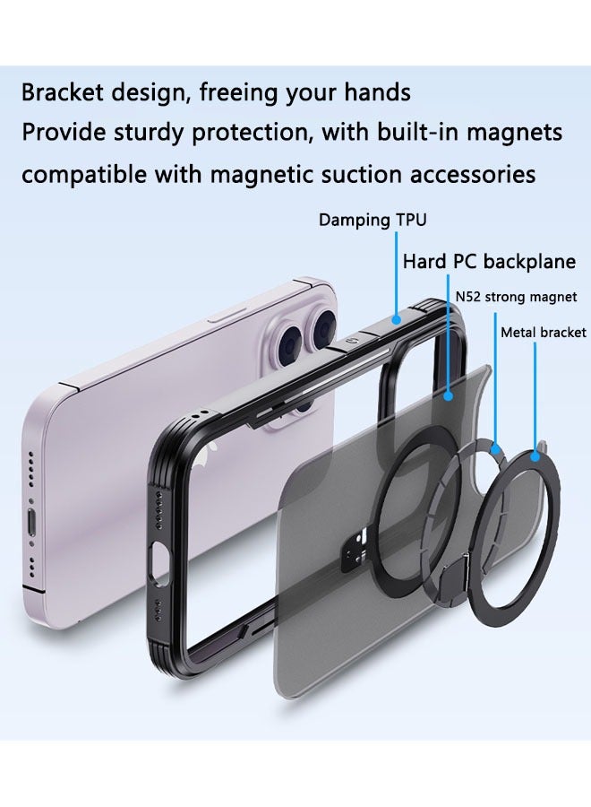 KASTWAVE iPhone 15 Pro Max MagSafe Case Kickstand Horizontal Vertical Adjustable, Anti Fingerprint Matte Back, Mil Grade Anti Drop Shockproof, Slim Magnetic Yellowing Resistant for iPhone 15 Pro Max Case - Image 5