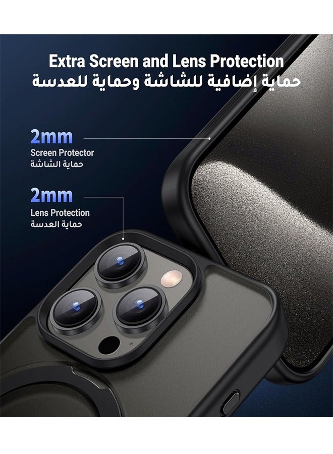 KASTWAVE iPhone 15 Pro Max MagSafe Case Kickstand Horizontal Vertical Adjustable, Anti Fingerprint Matte Back, Mil Grade Anti Drop Shockproof, Slim Magnetic Yellowing Resistant for iPhone 15 Pro Max Case - Image 3