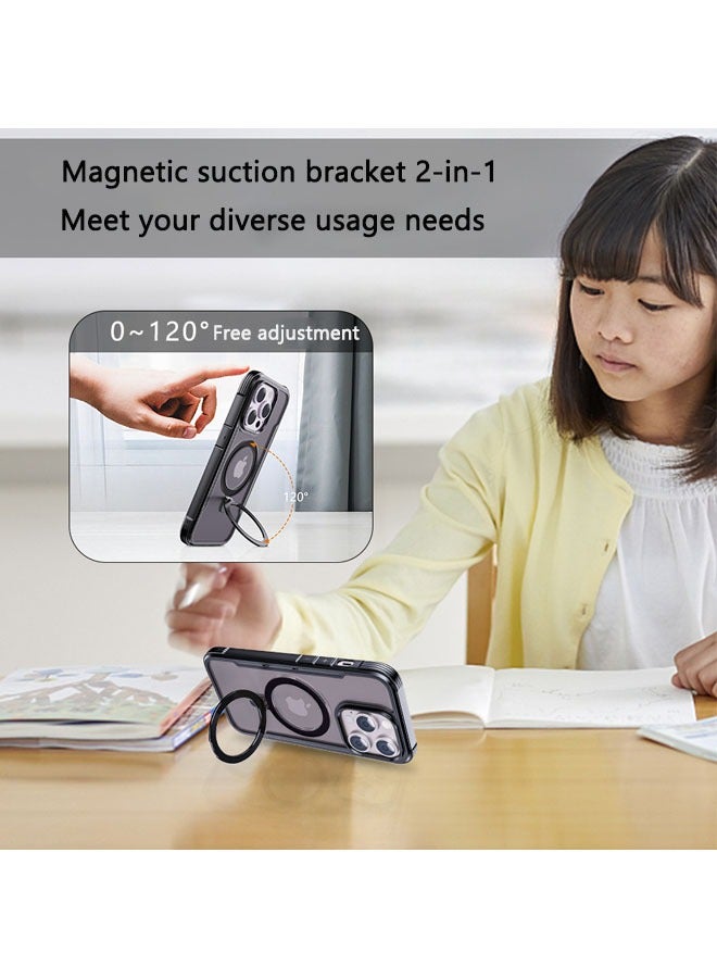 KASTWAVE iPhone 15 Pro Max MagSafe Case Kickstand Horizontal Vertical Adjustable, Anti Fingerprint Matte Back, Mil Grade Anti Drop Shockproof, Slim Magnetic Yellowing Resistant for iPhone 15 Pro Max Case - Image 4