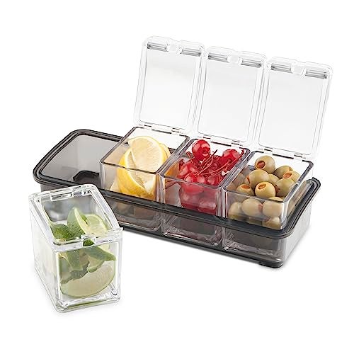 Final Touch 5 Piece Garnish Bar Caddy - Keep Ingredients Organized and Sanitary - 4 Removable Containers with Lids - BPA-Free Acrylic (FTA2000) - Image 1