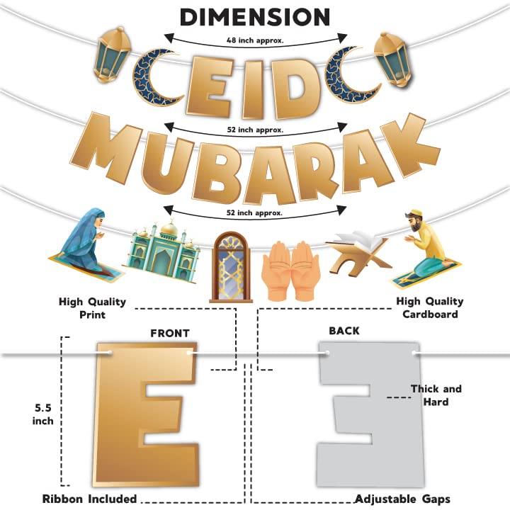 Festiko® Eid Mubarak - Eid Mubarak Decoration - Ramadan Party Decorations Supplies - Eid Mubarak Banner - Image 2