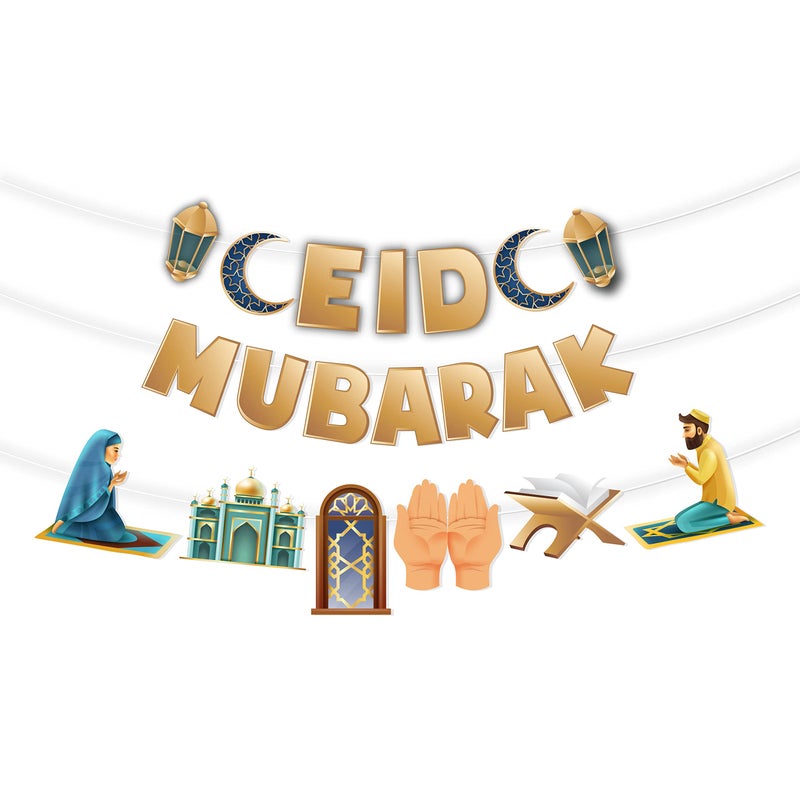 Festiko® Eid Mubarak - Eid Mubarak Decoration - Ramadan Party Decorations Supplies - Eid Mubarak Banner - Image 1