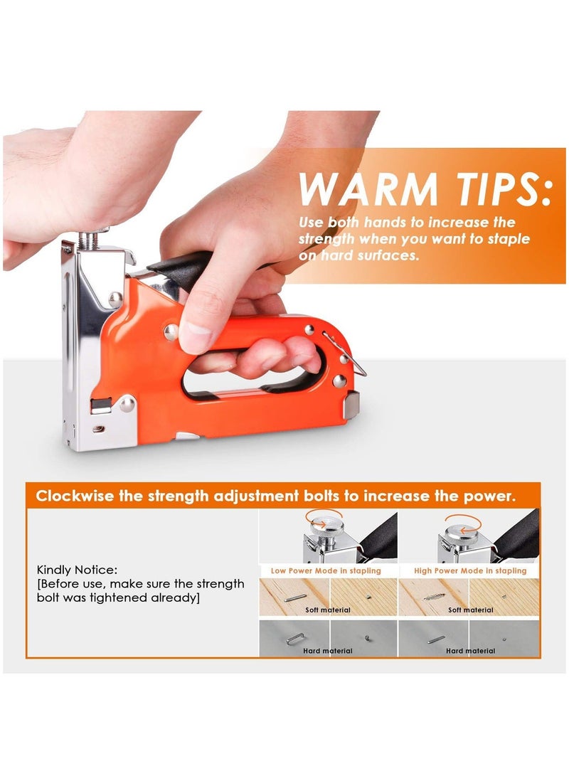 Heavy Duty Staple Gun 3 in 1 Upholstery Nail Steel with 600 Staples, Manual Brad Nailer Power Adjustment Stapler for Wood, Crafts, Carpentry, Decoration DIY - Image 4