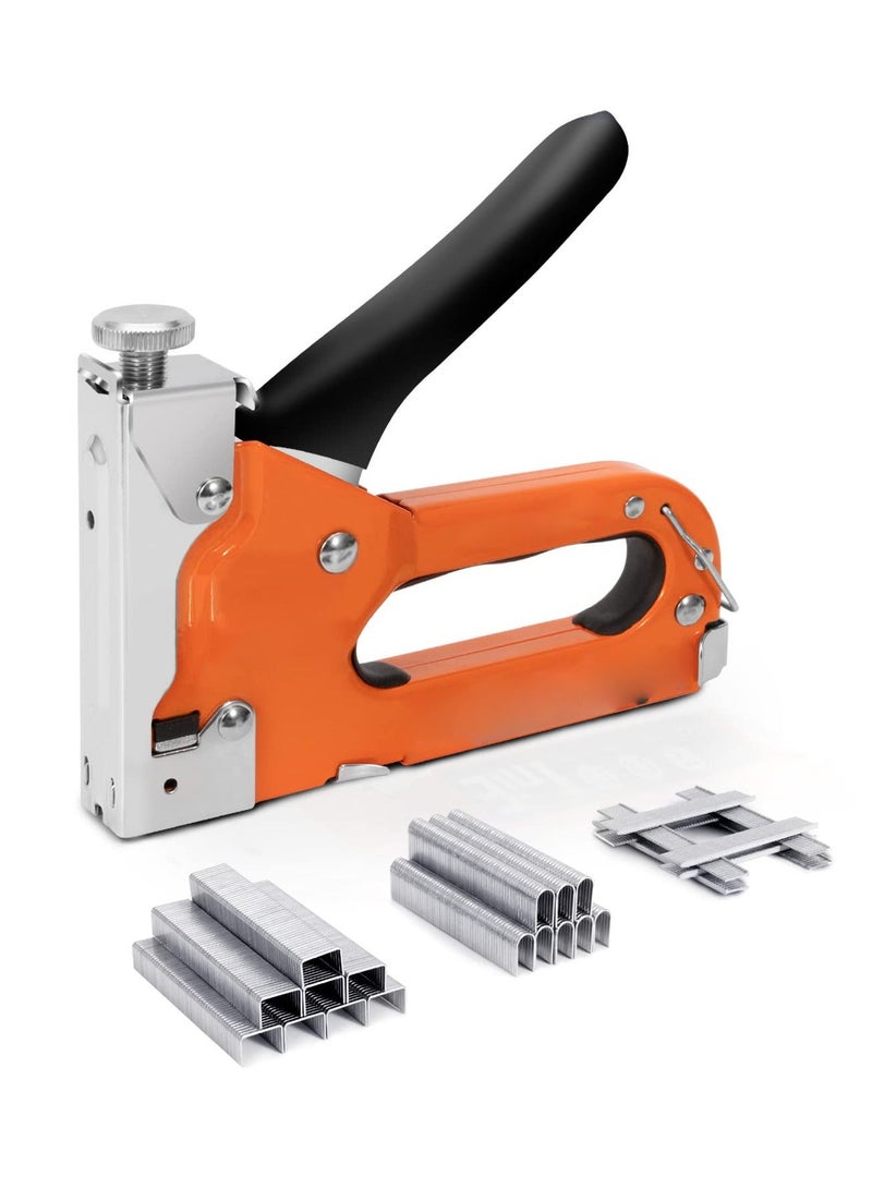 Heavy Duty Staple Gun 3 in 1 Upholstery Nail Steel with 600 Staples, Manual Brad Nailer Power Adjustment Stapler for Wood, Crafts, Carpentry, Decoration DIY - Image 1