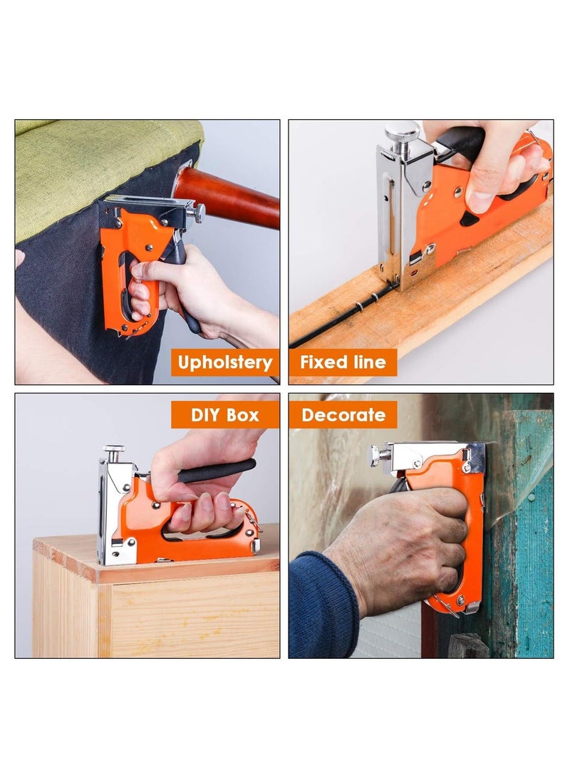 Heavy Duty Staple Gun 3 in 1 Upholstery Nail Steel with 600 Staples, Manual Brad Nailer Power Adjustment Stapler for Wood, Crafts, Carpentry, Decoration DIY - Image 2