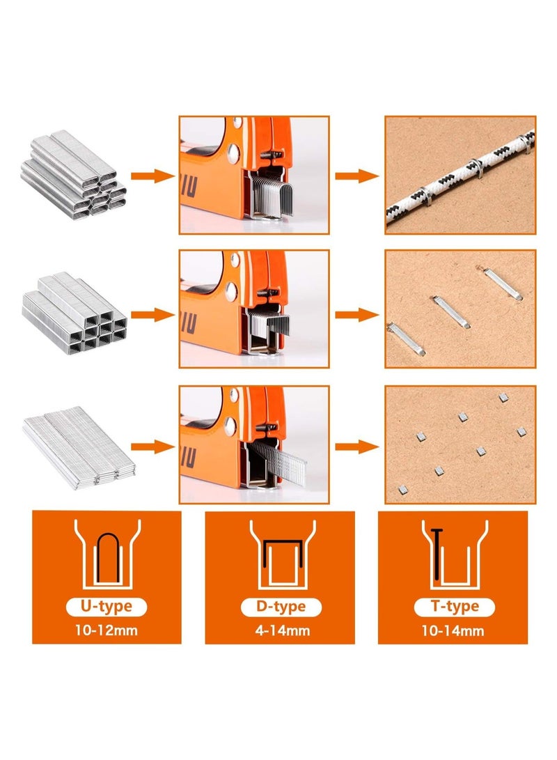 Heavy Duty Staple Gun 3 in 1 Upholstery Nail Steel with 600 Staples, Manual Brad Nailer Power Adjustment Stapler for Wood, Crafts, Carpentry, Decoration DIY - Image 3
