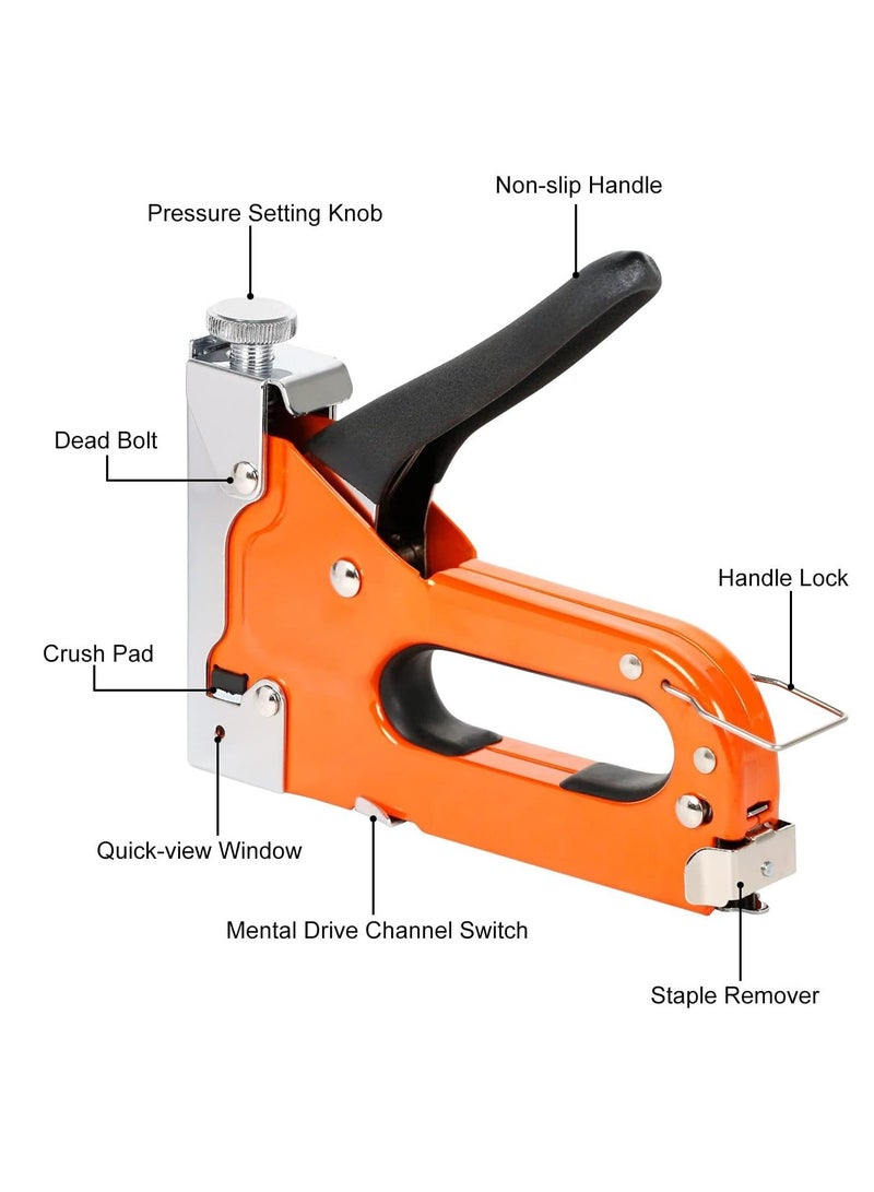 Heavy Duty Staple Gun 3 in 1 Upholstery Nail Steel with 600 Staples, Manual Brad Nailer Power Adjustment Stapler for Wood, Crafts, Carpentry, Decoration DIY - Image 5