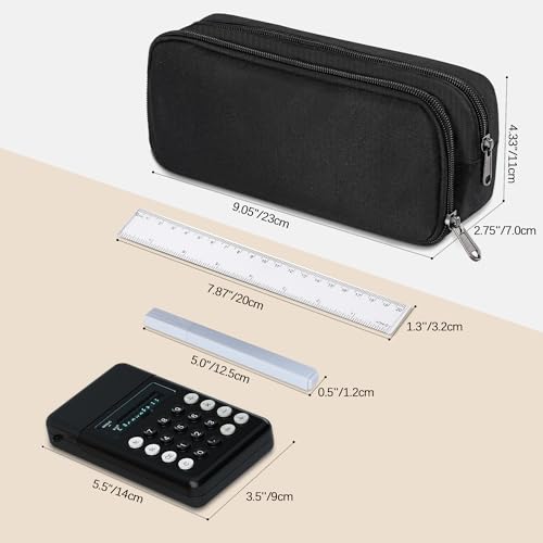 Wangzhong mountain Large Capacity Pencil Case, 2 Compartment Pencil Pouch for Boys, Oxford Cloth Pen Bag for Teens|Girls, Back to School Supplies (Black) - Image 4