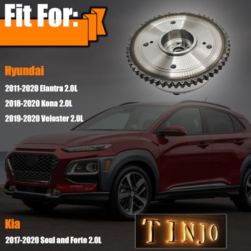 TINJO Engine Timing CVVT Camshaft Sprocket Compatible with Hyundai Elantra Kona Veloster Kia Forte Forte5 Soul Seltos 20L 20142022 Engine Exhaust Intake CVVT Camshaft Gear Replace OE 243702E020 - Image 3