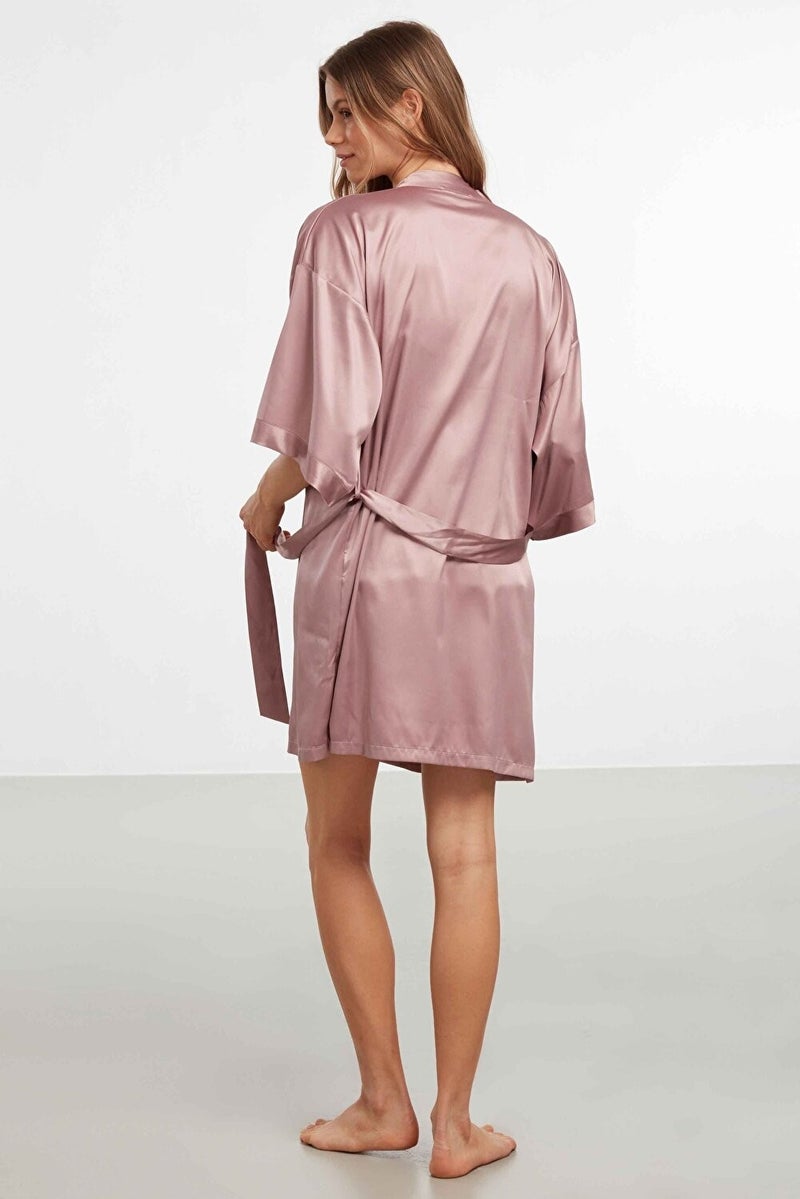 KOM Kimono Collar Long Sleeve Mini Women's Dressing Gown Sofia Dressing Gown - Image 3