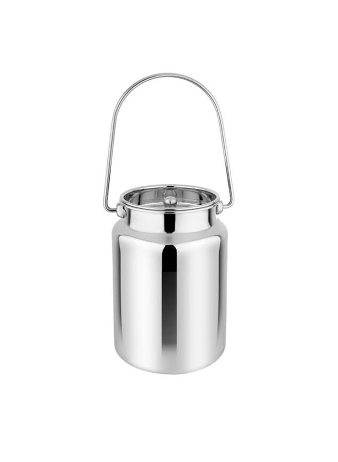 Prabha Milk Barni 4 Litre | Plain Milk Can/Oil Can | Dolu Jar Ghee Dolchi | Heavy Body Milk Pot Container | Steel Milk Pot With Lid | Milk Storage Barni With Lid - Silver - Image 1