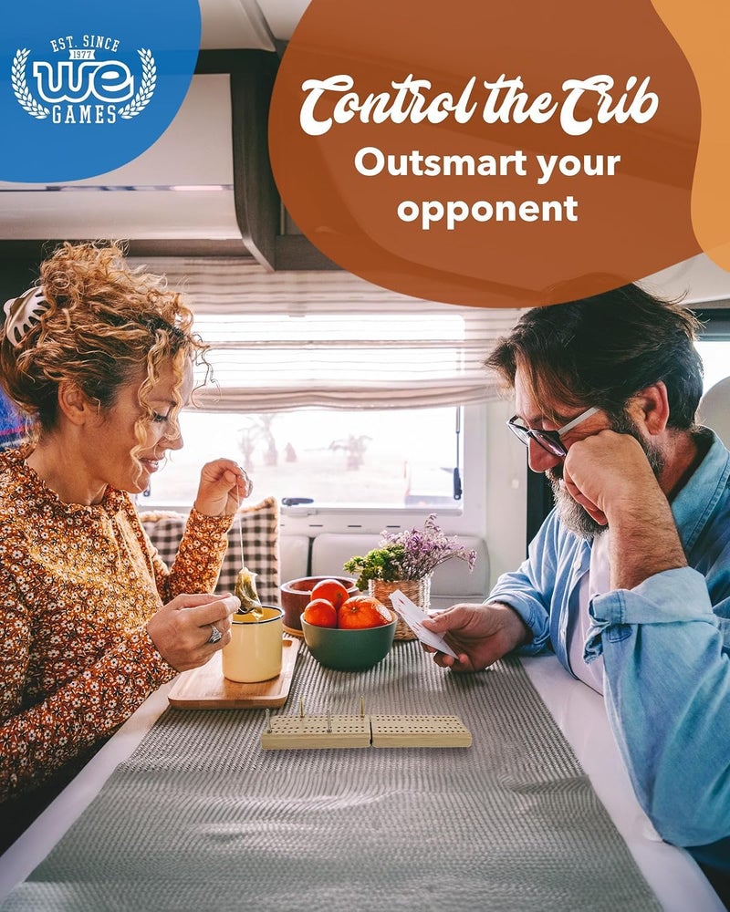 WE Games Wooden Folding Travel Cribbage Board with Metal Pegs, Small Size for Easy Travel - Image 5