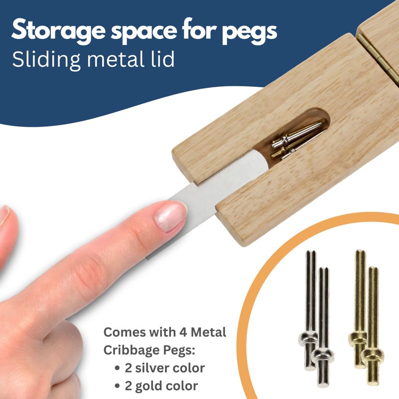 WE Games Wooden Folding Travel Cribbage Board with Metal Pegs, Small Size for Easy Travel - Image 4