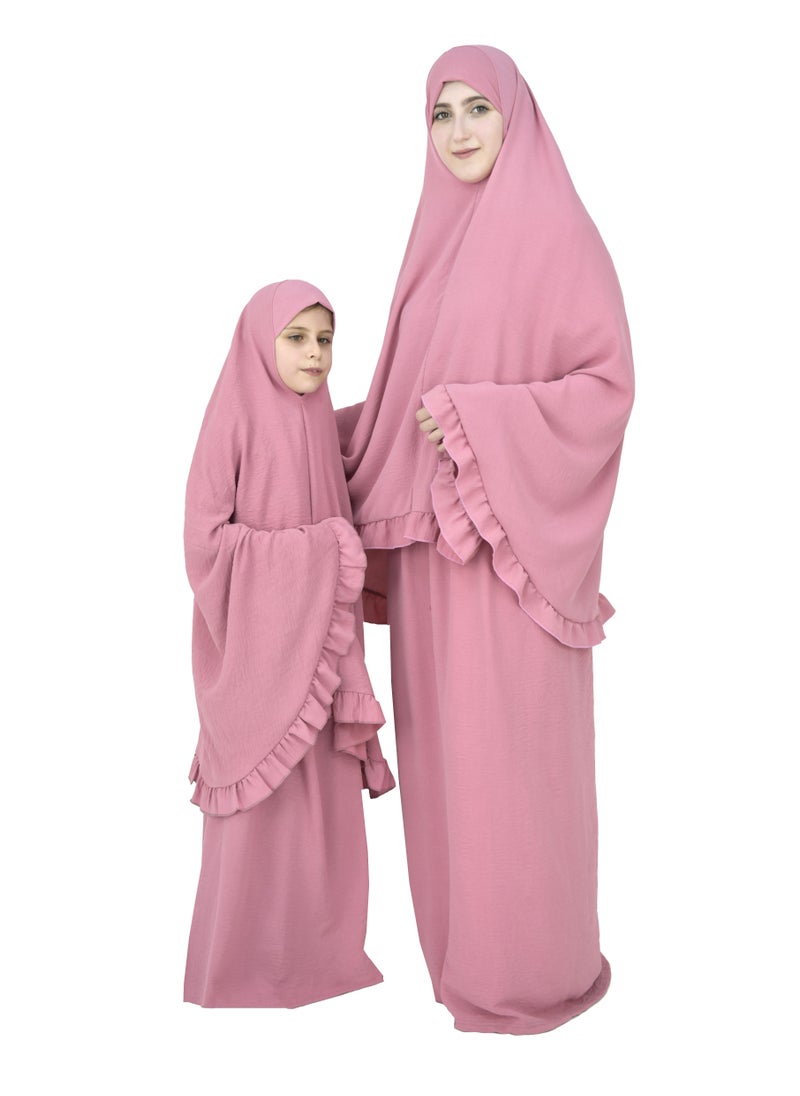 DAMAS COLLECTION - Two Piece Islamic prayer dress for girls kids and women -Prayer Clothes for girls and Muslim Women-Prayer Abaya For women and girls kids- Umrah essentials for women -Prayer dress women - Image 1