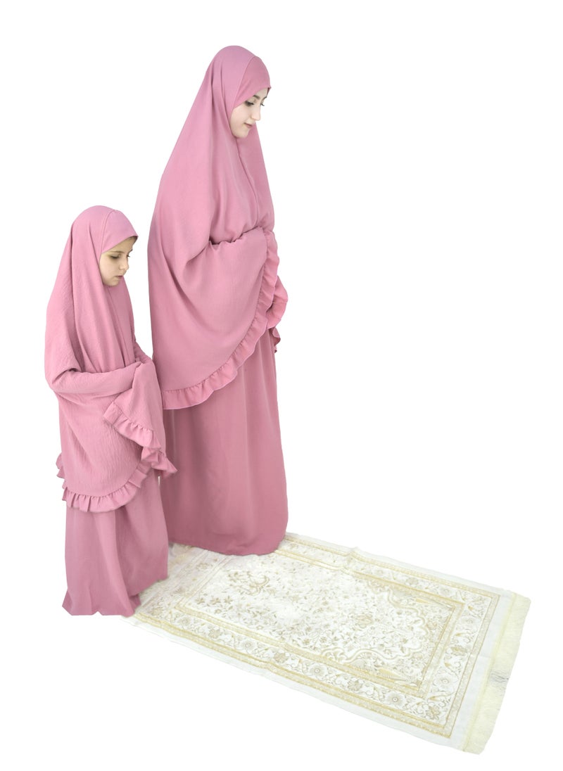 DAMAS COLLECTION - Two Piece Islamic prayer dress for girls kids and women -Prayer Clothes for girls and Muslim Women-Prayer Abaya For women and girls kids- Umrah essentials for women -Prayer dress women - Image 1