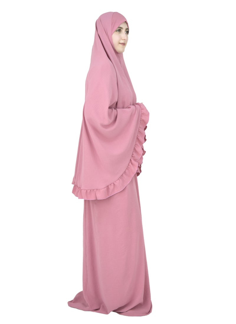 DAMAS COLLECTION - Two Piece Islamic prayer dress for girls kids and women -Prayer Clothes for girls and Muslim Women-Prayer Abaya For women and girls kids- Umrah essentials for women -Prayer dress women - Image 1