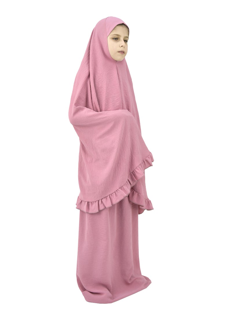 DAMAS COLLECTION - Two Piece Islamic prayer dress for girls kids and women -Prayer Clothes for girls and Muslim Women-Prayer Abaya For women and girls kids- Umrah essentials for women -Prayer dress women - Image 1